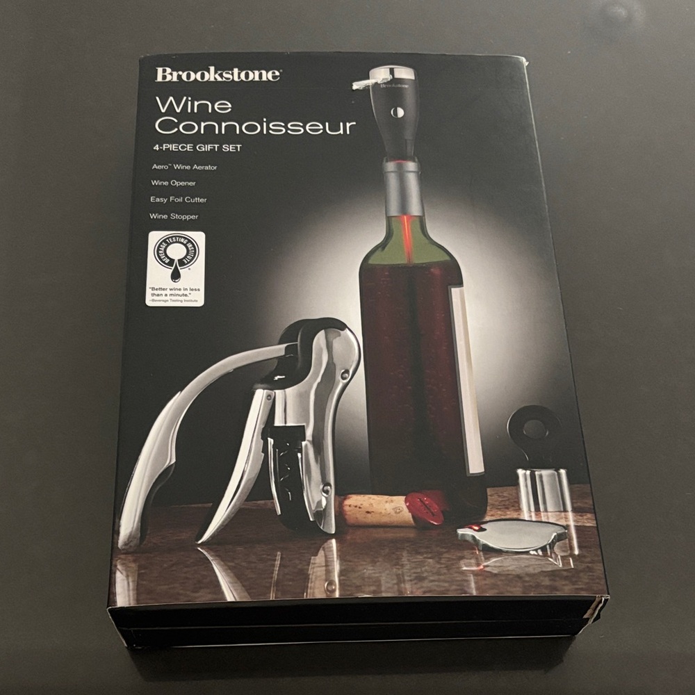 Brookstone Wine Connoisseur Set with Silver and Black Accents